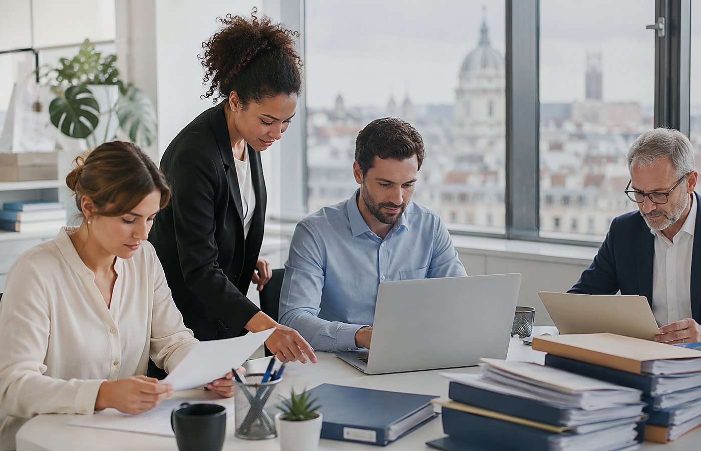 Réunion professionnelle autour de documents