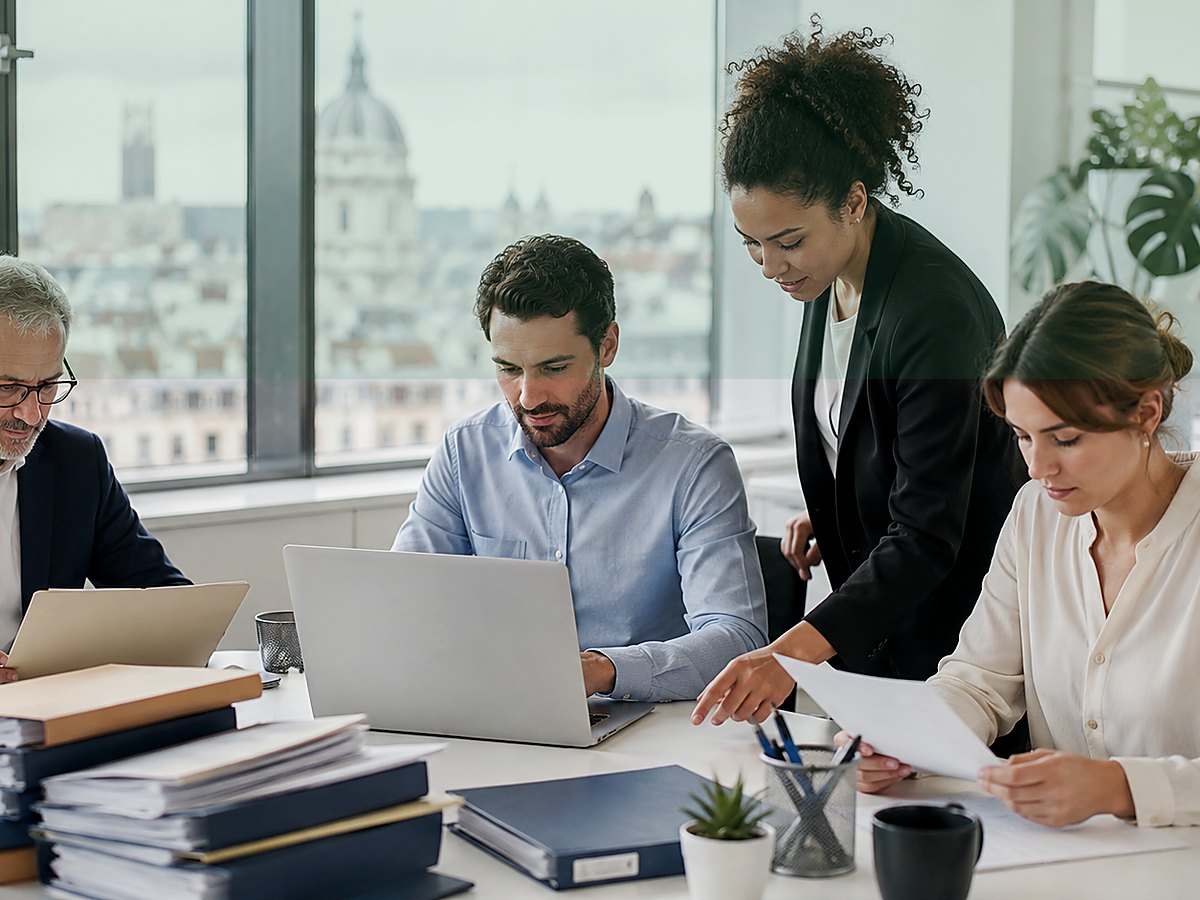 Équipe en réunion dans un bureau